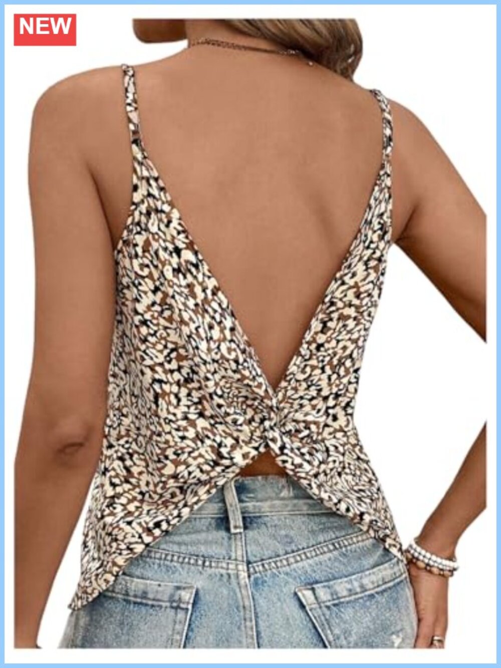 Boho Open Back V Neck Spaghetti Strap Cami Going Out Top